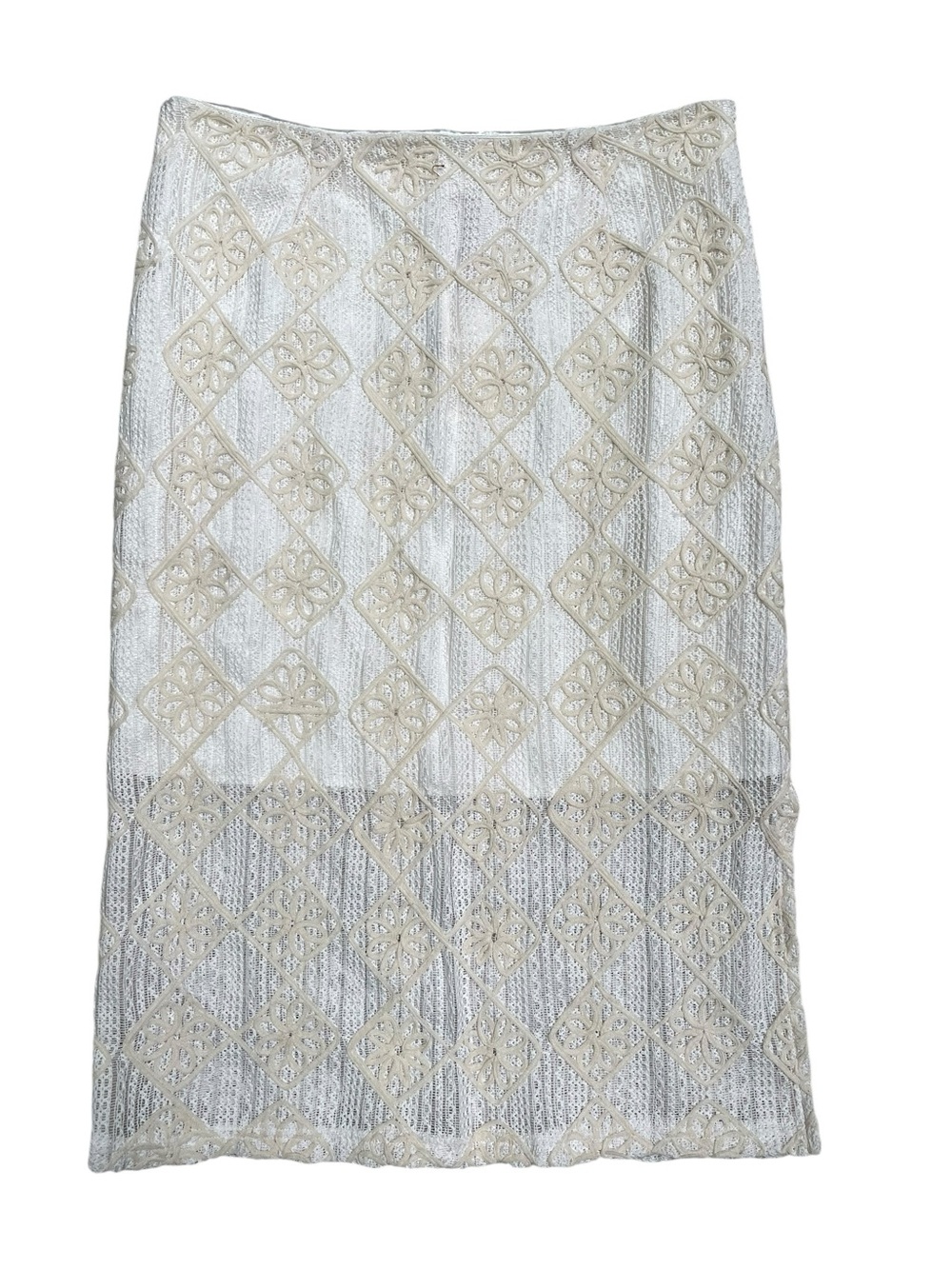 Solitaire White Lace Knee Length Boho Skirt Large NWT Cottagecore